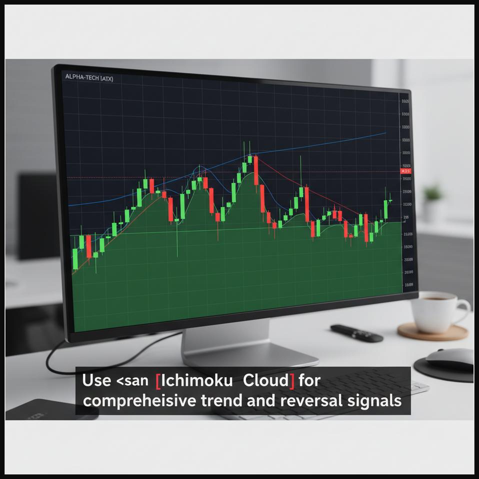 Stock chart displaying the Ichimoku Cloud indicator, with price trading above a bullish cloud acting as support, indicating a strong uptrend.