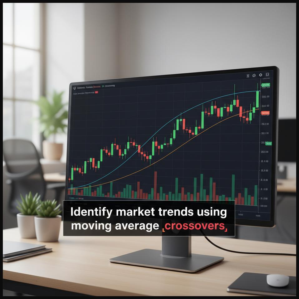 Stock chart showing a golden cross where the short-term moving average crosses above the long-term moving average, indicating a bullish trend.