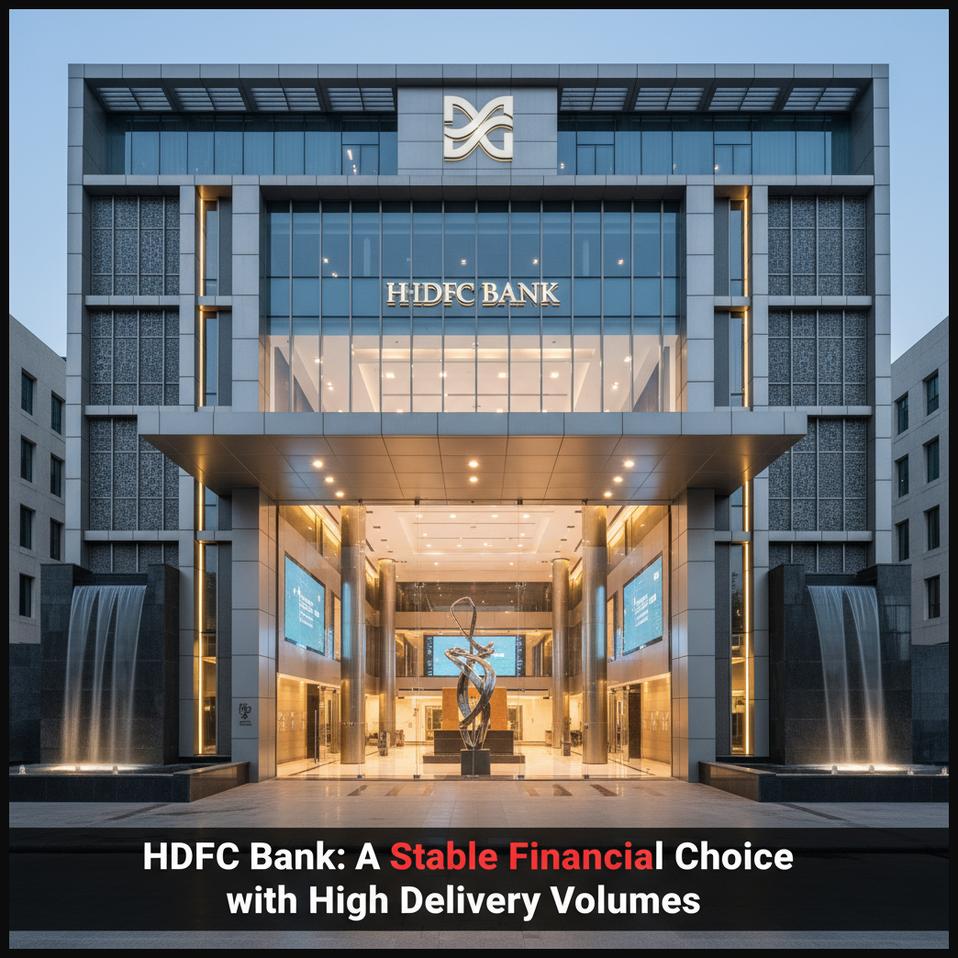 A modern, secure bank lobby representing HDFC Bank's stability and robust financial position.