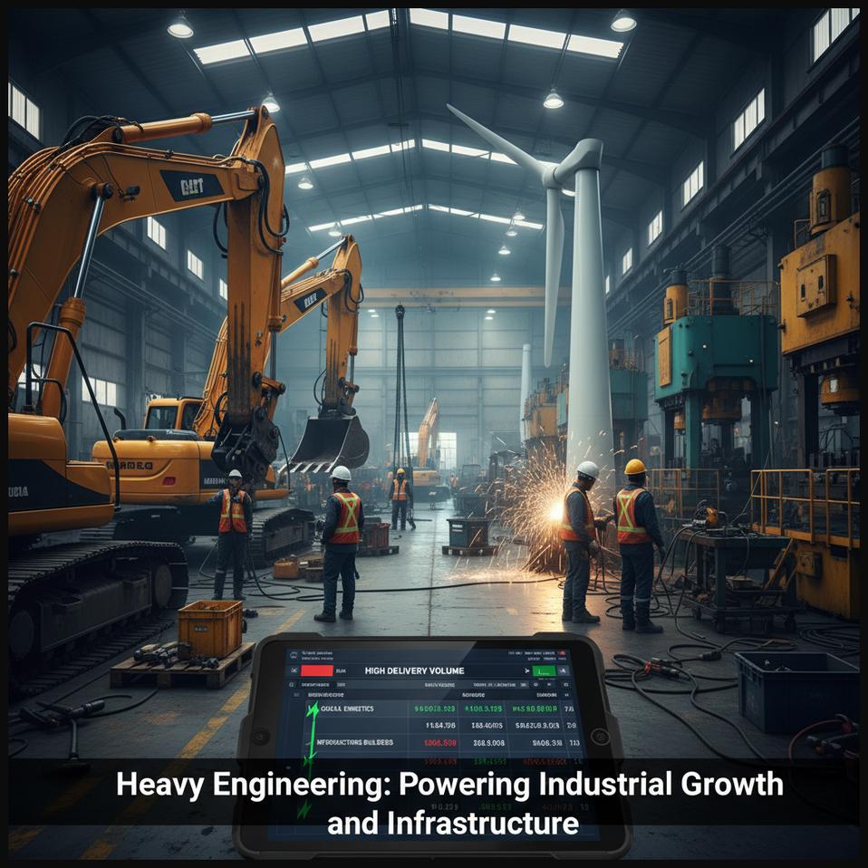 Massive heavy engineering machinery on a factory floor, symbolizing a company powering industrial growth and infrastructure development with strong delivery volumes.