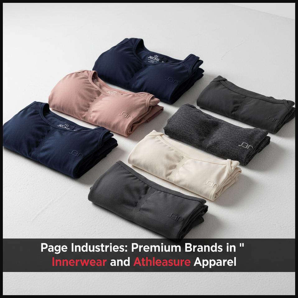 A stylish display of premium innerwear and athleisure apparel, representing Page Industries' product niche.