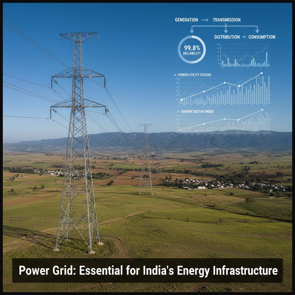 Electrical transmission towers and lines, symbolizing a power grid solutions company essential for energy infrastructure, with visuals indicating high delivery volumes.